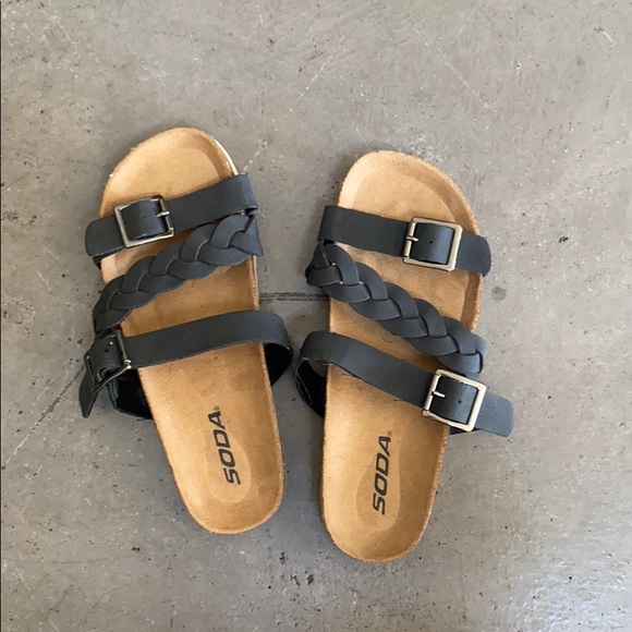 Shoes - Black Strappy Birk Sandals